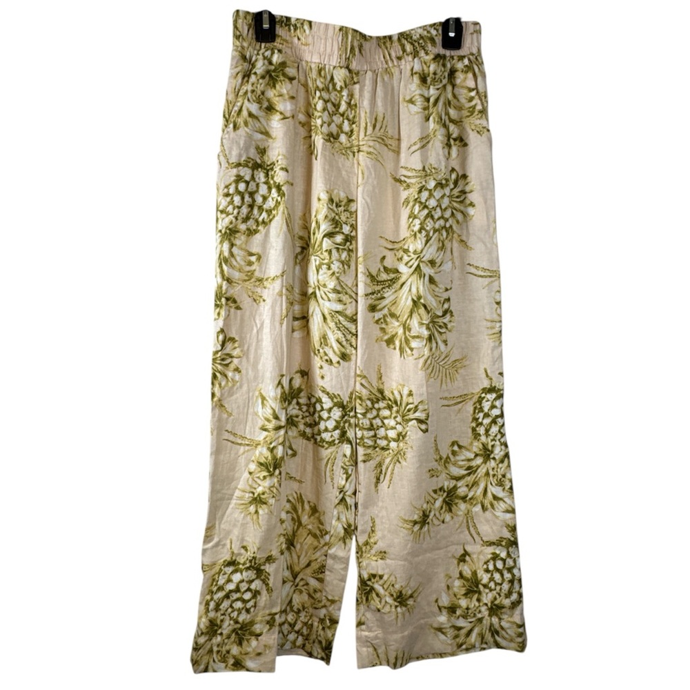Panama Jack Wide Leg Pants Linen Blend Tropical Size Med EUC #5703